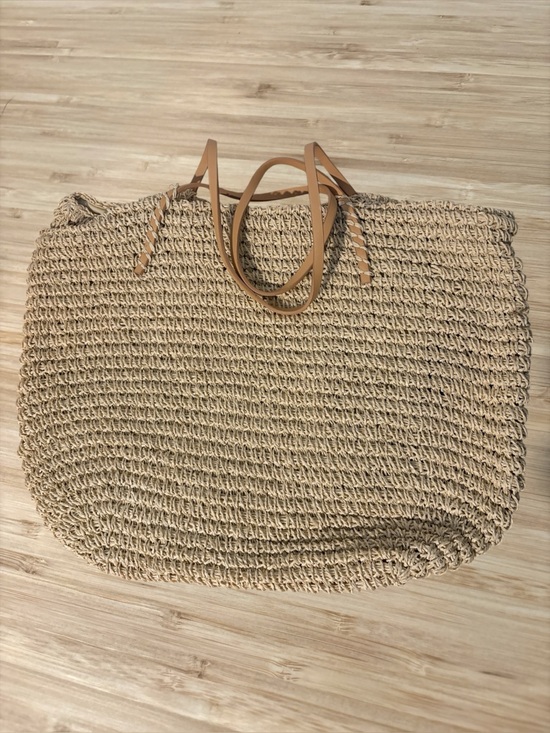 Urban Expressions Handbags - Urban Expressions Woven Tote Bag with Tan Handles Vegan